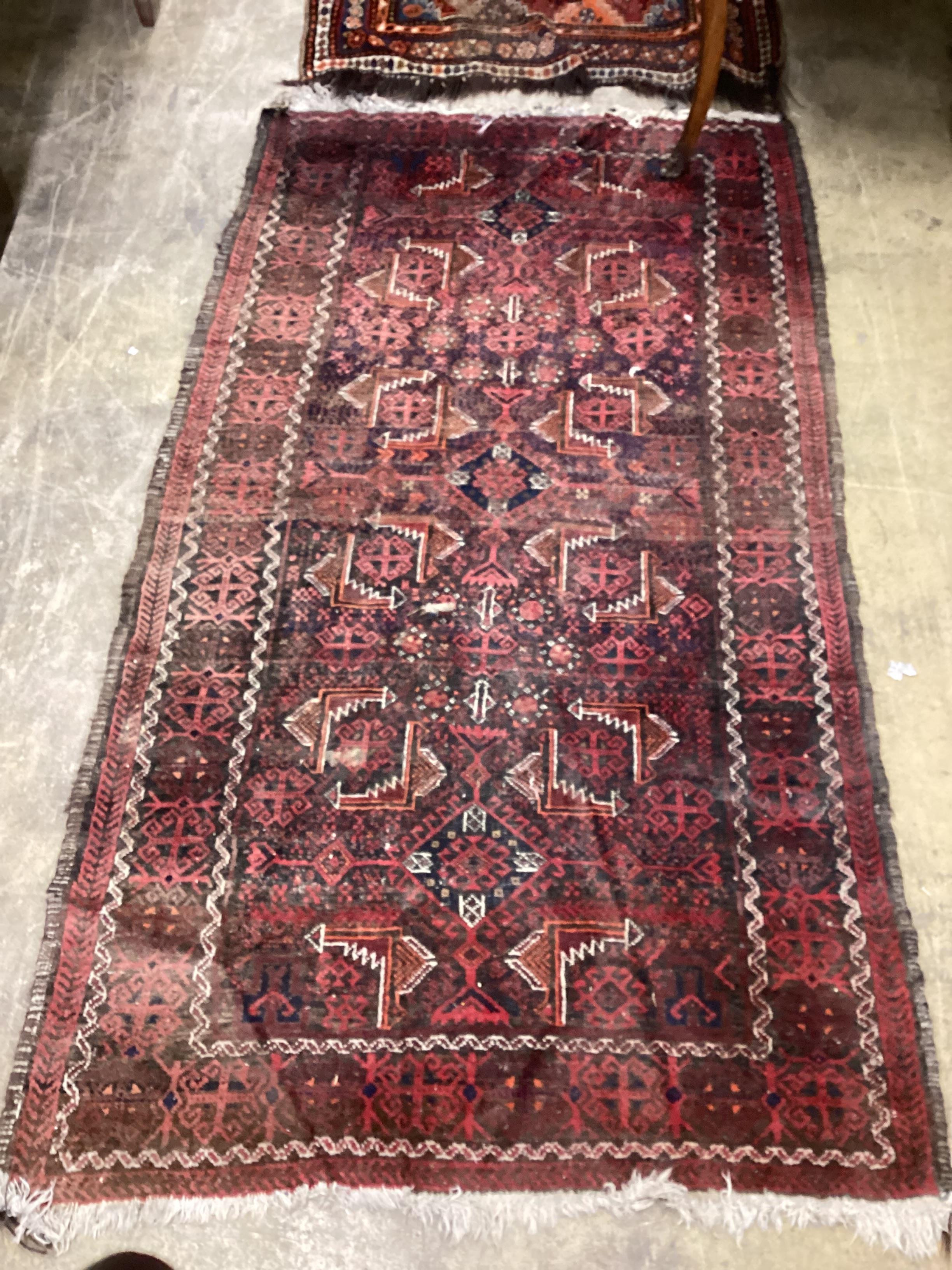 A Belouch rug and a Caucasian runner, larger 260 x 100cm